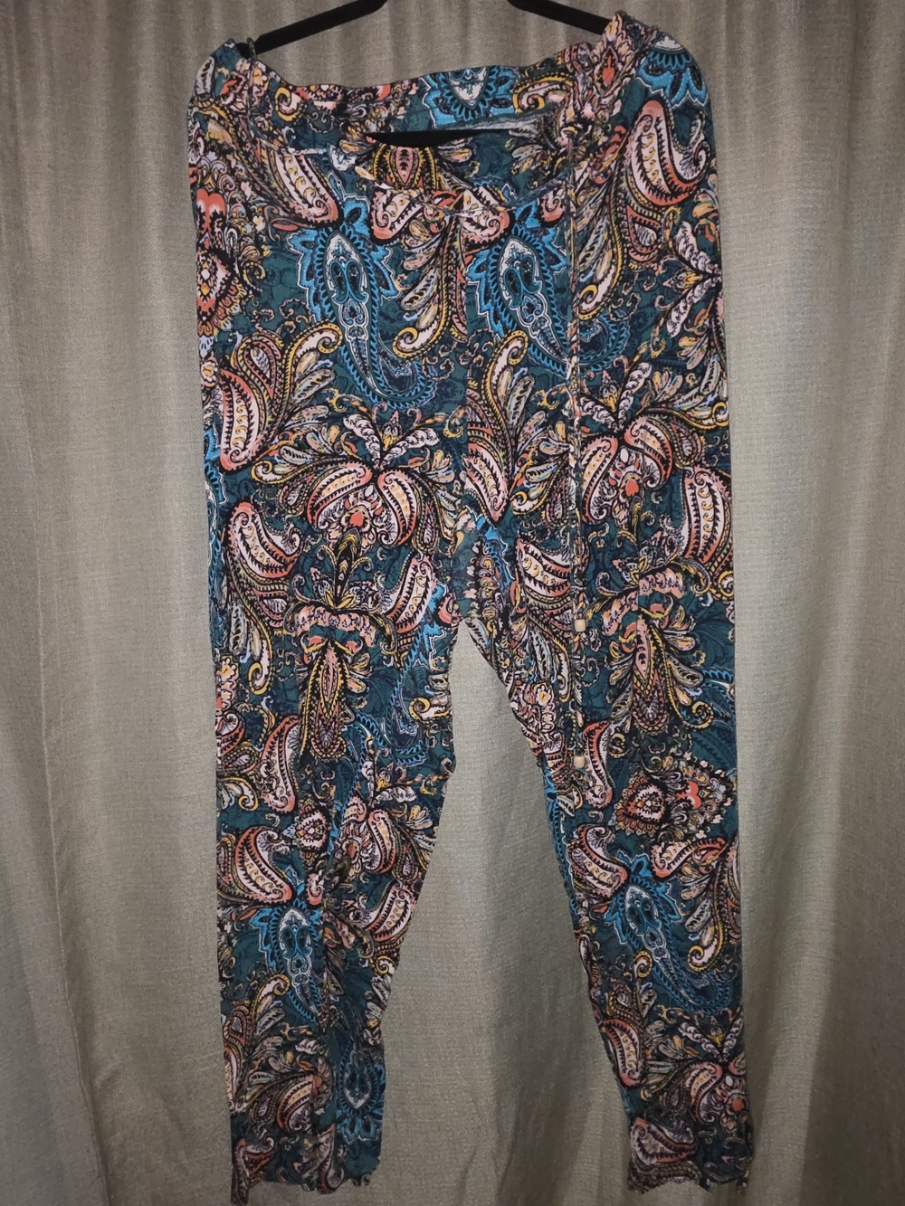 Cato Teal Multi Paisley Wide Leg Pants